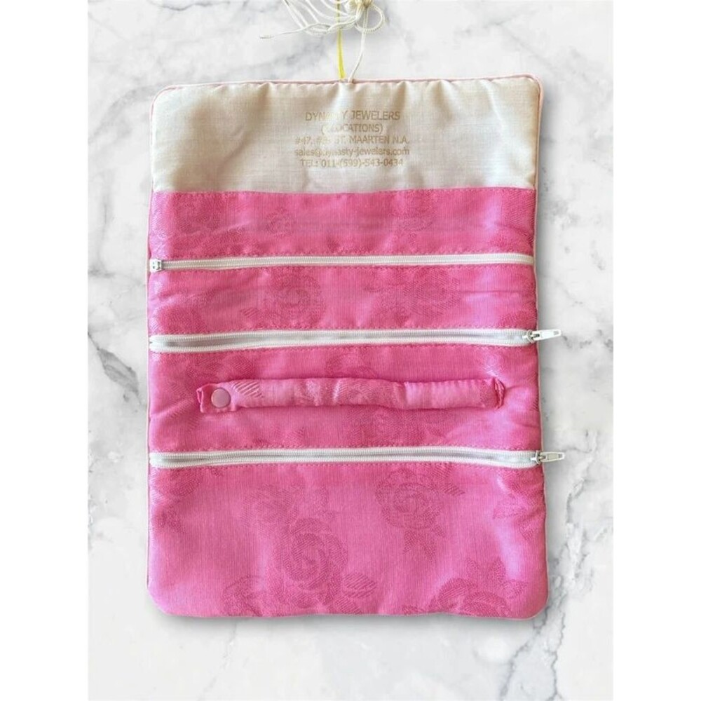 Travel Jewelry Organizer Jewelry Holder Pink Zippered Case